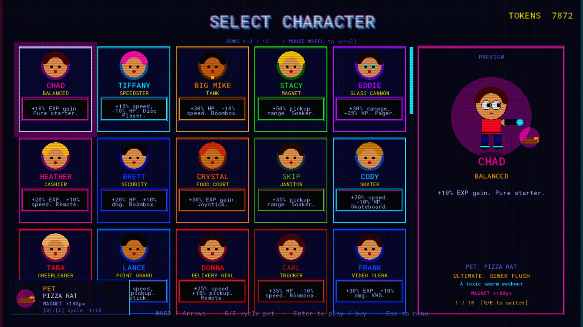 Character select — 60 playable heroes