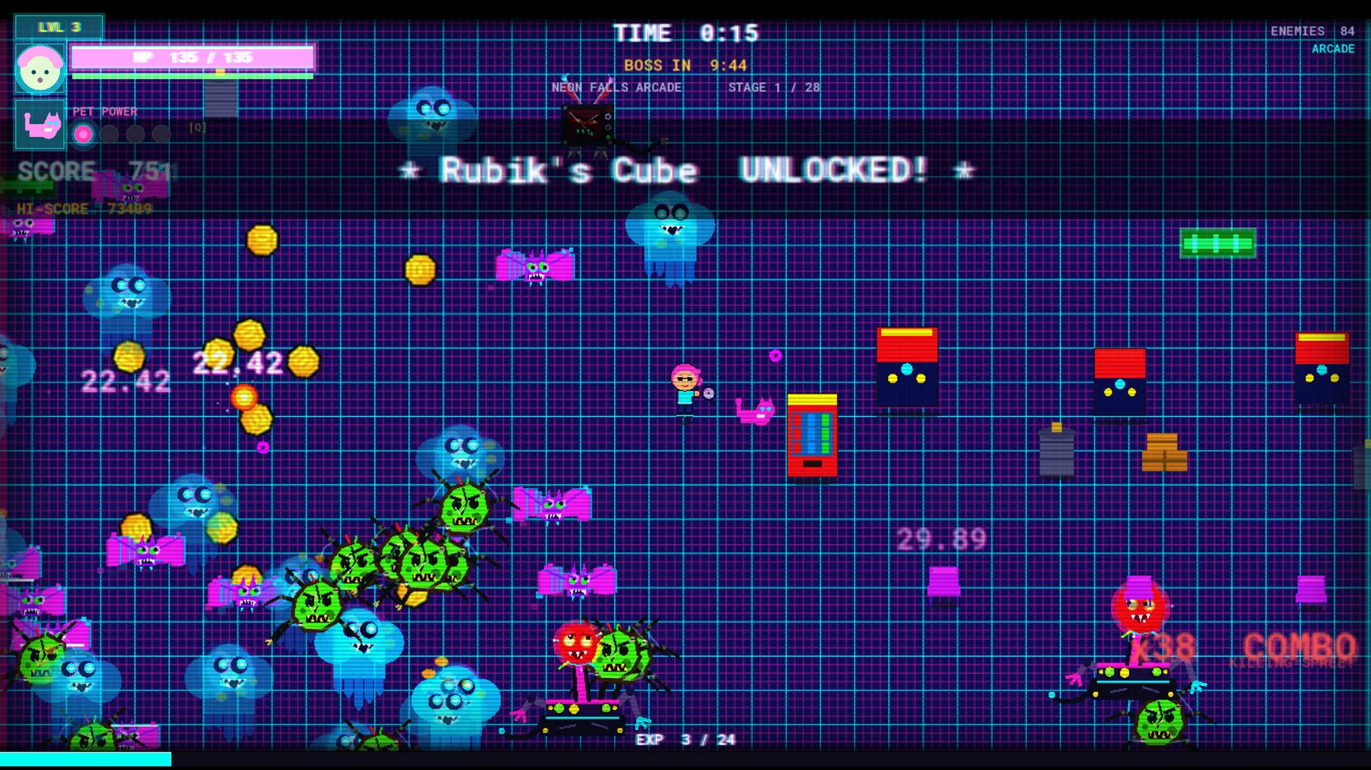 Neon Falls arcade — megaswarm